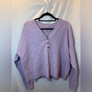 Lou & Grey Lavender V-Neck Button Sweater